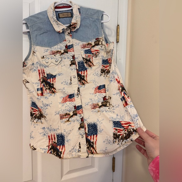 Legacy Falls Tops - Legacy Falls For Her Western Rodeo Cowgirl Sleeveless Top Size large